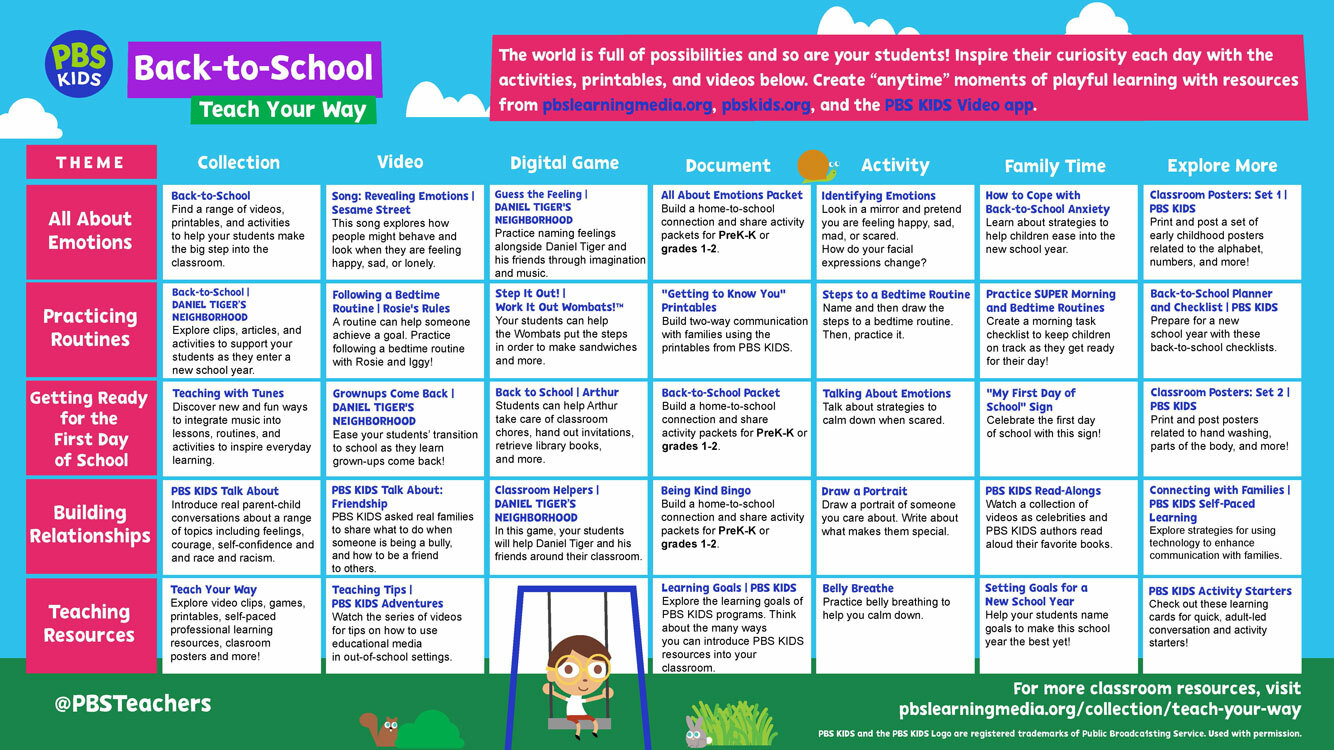August Activities Calendar