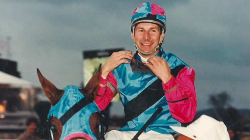 Ray Sibille, sits atop Great Communicator after winning the 1988 Breeders' Cup.