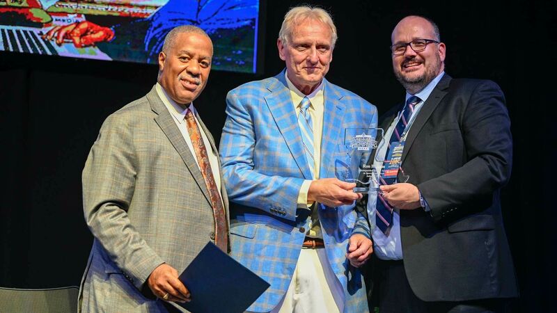 Ron Higgins accepts entry into the Louisiana Sports Hall of Fame.